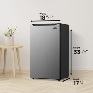 Danby DAR032B2SLM 3.2 cu. ft Stainless Steel Compact Fridge in a modern kitchen