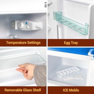 FLS-80G-BLUE-ZQL26 Compact Refrigerator in Blue with adjustable thermostat and energy-efficient design