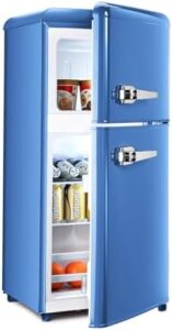 FLS-80G-BLUE-ZQL26 Compact Refrigerator in Blue with adjustable thermostat and energy-efficient design