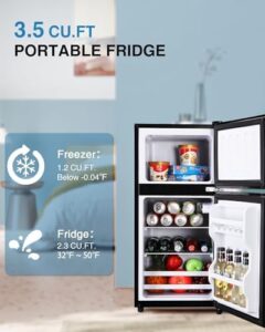 FLS-80-BLACK 3.5Cu.Ft Compact Refrigerator with Freezer – Black Retro Design