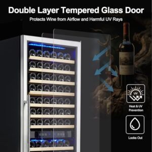 Wine Cooler Refrigerator, 24 Inch Dual Zone Wine Fridge with Stainless Steel and Glass Door
