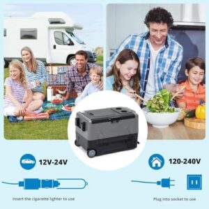 58 Quart Car Refrigerator Freezer, Dual Zone Portable Fridge for Car, RV, and Camping