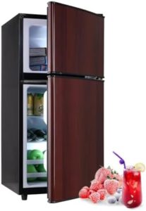 Krib Bling-FLS-80-WOOD Compact Refrigerator with elegant wood grain finish  