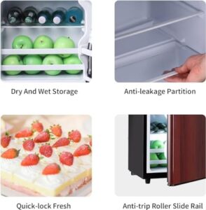 Krib Bling-FLS-80-WOOD Compact Refrigerator with elegant wood grain finish  