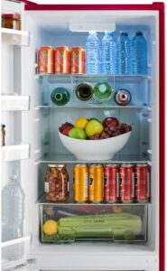Iio Retro Refrigerator with Bottom Freezer, Wine Red, Full Size, Energy-Efficient, Eco-Friendly Design