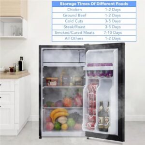 Small Refrigerator with Freezer, 3.2 Cu.Ft Mini Fridge in black, ideal for bedrooms, dorms, and offices