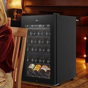 24 Bottle Compressor Wine Cooler Refrigerator with Digital Temperature Control for Red, White, and Champagne Wines