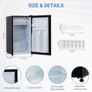 Mini Fridge with Freezer, 3.2 Cu.Ft Single Door Compact Refrigerator, Black  