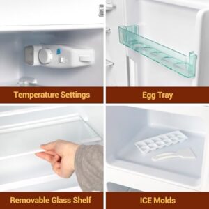 FLS-80G-Cream Retro Compact Refrigerator in cream color, perfect for small spaces and modern kitchens