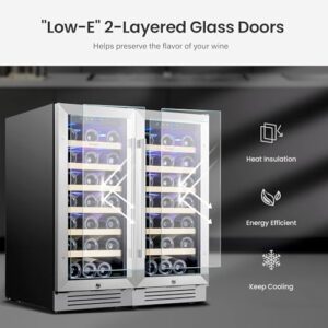 Yeego 30 inch Wine Fridge Bundle – 66 Bottle Wine Coolers for Home & Office with Advanced Cooling