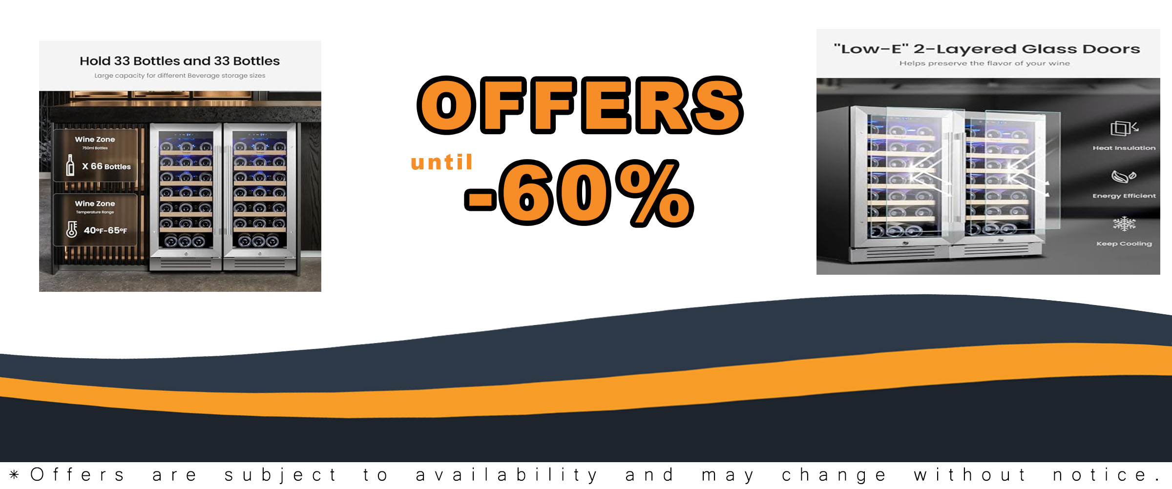 Yeego 30 inch Wine Fridge Bundle – 66 Bottle Wine Coolers for Home & Office with Advanced Cooling
