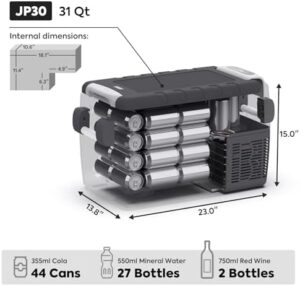 ICECO JP30 12V Car Fridge, portable cooler with SECOP compressor and dual power supply, perfect for trucks, vans, and RVs