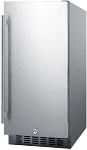 Summit Appliance ALR15BCSS 15" wide all-refrigerator with stainless steel exterior, digital controls, and LED light