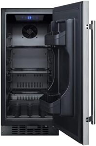 Summit Appliance ALR15BCSS 15" wide all-refrigerator with stainless steel exterior, digital controls, and LED light