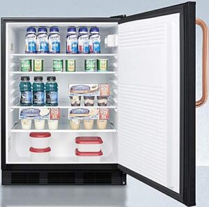 Summit Appliance FF7LBLKBITBCADA 24" Built-In All-Refrigerator with Pure Copper Handle and ADA Compliance