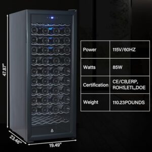 80 Bottle Wine and Beverage Refrigerator with Adjustable Shelves and Digital Temperature Display