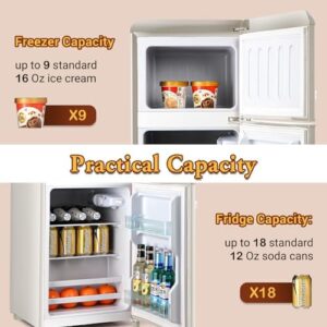 FLS-80G-Cream-ZQL21 Compact Refrigerator in cream color, perfect for small spaces