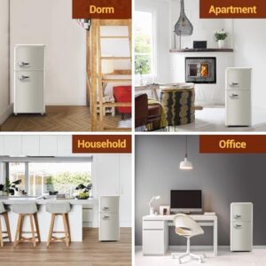 FLS-80G-Cream-ZQL21 Compact Refrigerator in cream color, perfect for small spaces