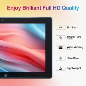 Fusion5 10.1" Windows 11 Tablet PC - FWIN232 Plus Ultra Slim Tablet Computer - 8GB RAM, Full HD 10 Inch Display, 5G WiFi, Quad-Core CPU, USB 3.0, Micro HDMI, Dual Cameras, Bluetooth