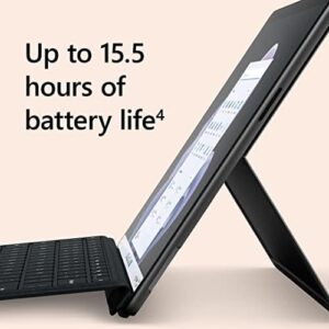 Microsoft Surface Pro 9 13-inch tablet and laptop in graphite, showing the sleek and thin design with Windows 11