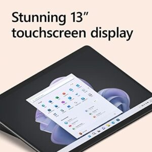 Microsoft Surface Pro 9 13-inch tablet and laptop in graphite, showing the sleek and thin design with Windows 11