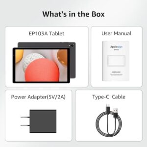 ApoloSign 10.1 inch Android Tablet, showcasing a large screen, sleek design, and essential features for work, study, and entertainment.