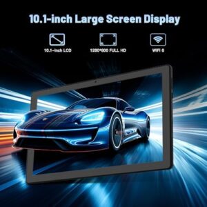 Upgraded Android 14 Tablet 10 inch with Face ID, Octa-Core, 64GB, expandable storage, and dual cameras