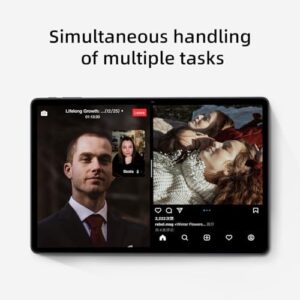 11-inch Android 14 tablet with case, showcasing its large screen and sleek design