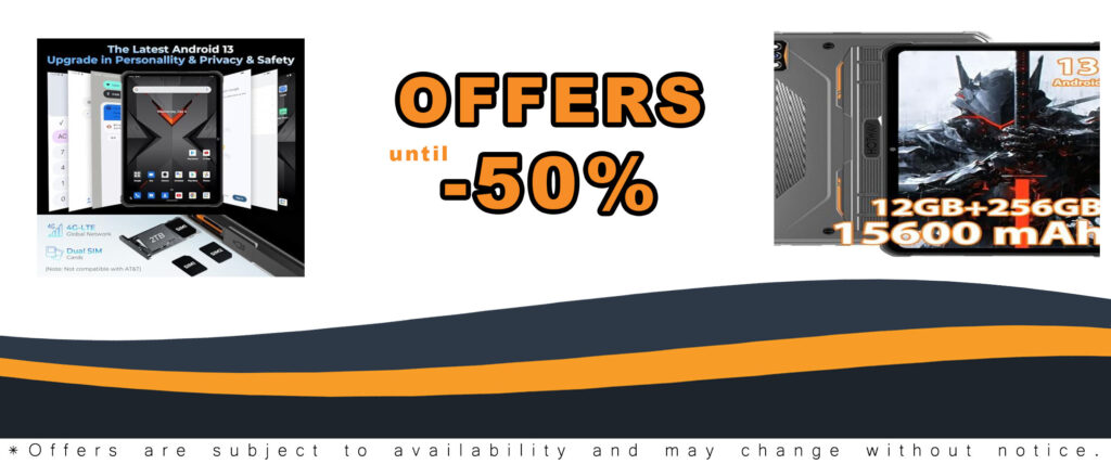 HOTWAV R7 Rugged Tablet front view with a large screen and rugged design, showcasing its durability and features.
