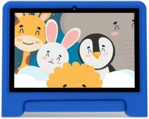 Kids Tablet 10.1-inch Android 13 for Children with Blue Drop-Proof Case and HD Display