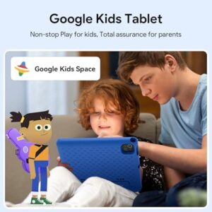 Kids Tablet 10.1-inch Android 13 for Children with Blue Drop-Proof Case and HD Display