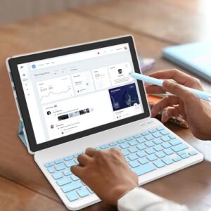 Android 14 Tablet with keyboard case, 10.1-inch screen, and 8MP camera