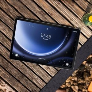 Galaxy Tab S9 FE 10.9" tablet with S Pen, large display, and powerful features in gray color