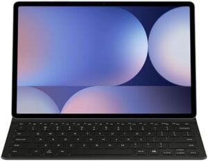 Galaxy Tab S10+ Book Cover Keyboard in black, featuring slim and lightweight design for easy portability