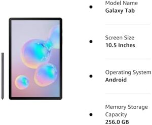 Samsung Galaxy Tab S6 10.5 inches, 256GB WiFi Tablet Mountain Gray front view