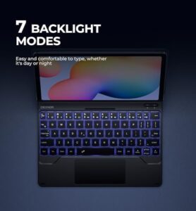 Keyboard case for Samsung Galaxy Tab S6 Lite with magnetic floating stand, trackpad, and backlit keyboard