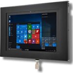 Locking Anti-Theft Metal Case for Samsung Galaxy TAB A9+ 11" Tablet in black, showcasing its secure design for kiosks and displays  