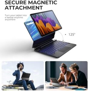 Keyboard case for Samsung Galaxy Tab S9 FE 5G 10.9" with magnetic floating stand, multi-touch trackpad, and S Pen holder