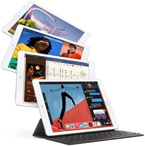Apple iPad 10.2-inch, Silver, front and back view with screen on