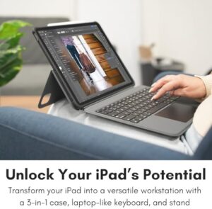 iPad Pro 13 Inch Case 2024 with Keyboard featuring detachable backlit keyboard, trackpad, and multi-view stand