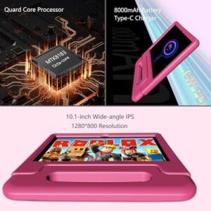 Upgraded Kids Learning Tablet with octa-core processor, 10.1" HD display, preloaded educational apps, and kid-proof case  
