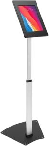 Anti-Theft Tablet Kiosk Floor Stand for iPad with locking mechanism and height adjustment, perfect for business use