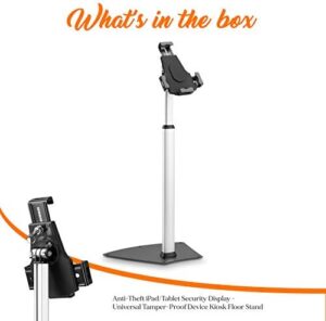 Anti-Theft Tablet Security Stand Kiosk with Height Adjustable Pole for iPad Mini and Samsung Tablets