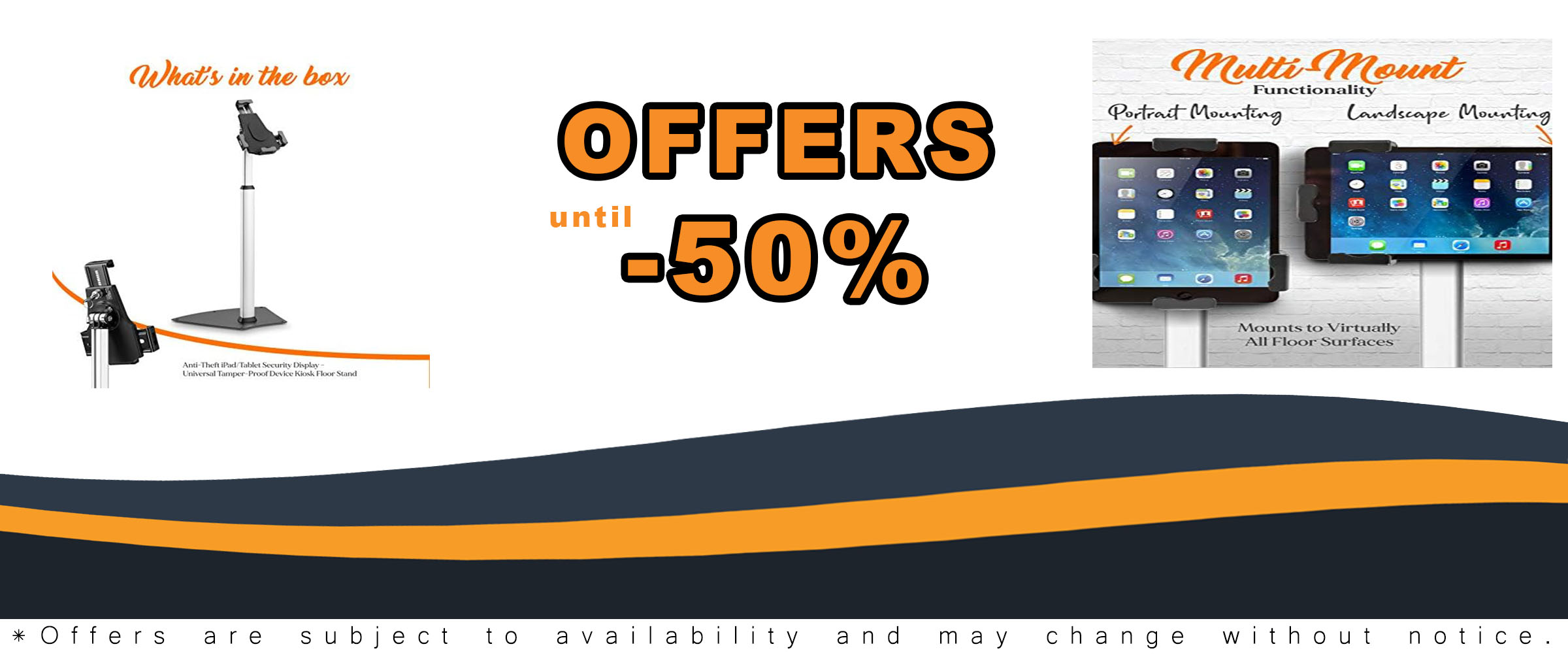 Anti-Theft Tablet Security Stand Kiosk with Height Adjustable Pole for iPad Mini and Samsung Tablets