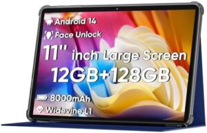 2025 Upgraded Android 14 Tablet, 11-inch screen, face unlock, octa-core CPU, 8000mAh battery