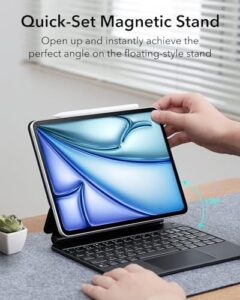 iPad Air 11 Inch Case with Keyboard featuring precision multi-touch trackpad and floating cantilever stand