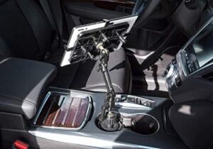 Premium Cup Holder Tablet Mount for Cars - Heavy Duty Aluminum Tablet Mount for iPad, Galaxy, & Fire Tablets in a car cup holder