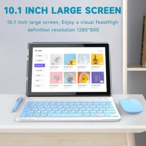 Android 14 Tablet with keyboard, case, mouse, and stylus, showcasing the 10-inch touchscreen