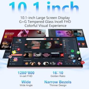 Android 14 Tablet 10.1 Inch with 20GB RAM and 128GB ROM, Rose Gold design