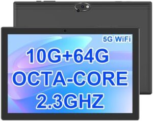 Tablet 10.1 Inch Android 13 with MTK8768 Octa-Core processor, 10GB RAM, and 6000mAh battery